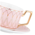 European style home office restaurant luxury ceramic coffee mug cup and saucer set with gold spoon